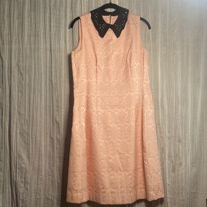 Eva Mendes Pink dress with Black bedazzled collar.